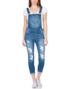 That's So 90's Distressed Overalls in Medium Blue