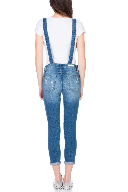 That's So 90's Distressed Overalls in Medium Blue