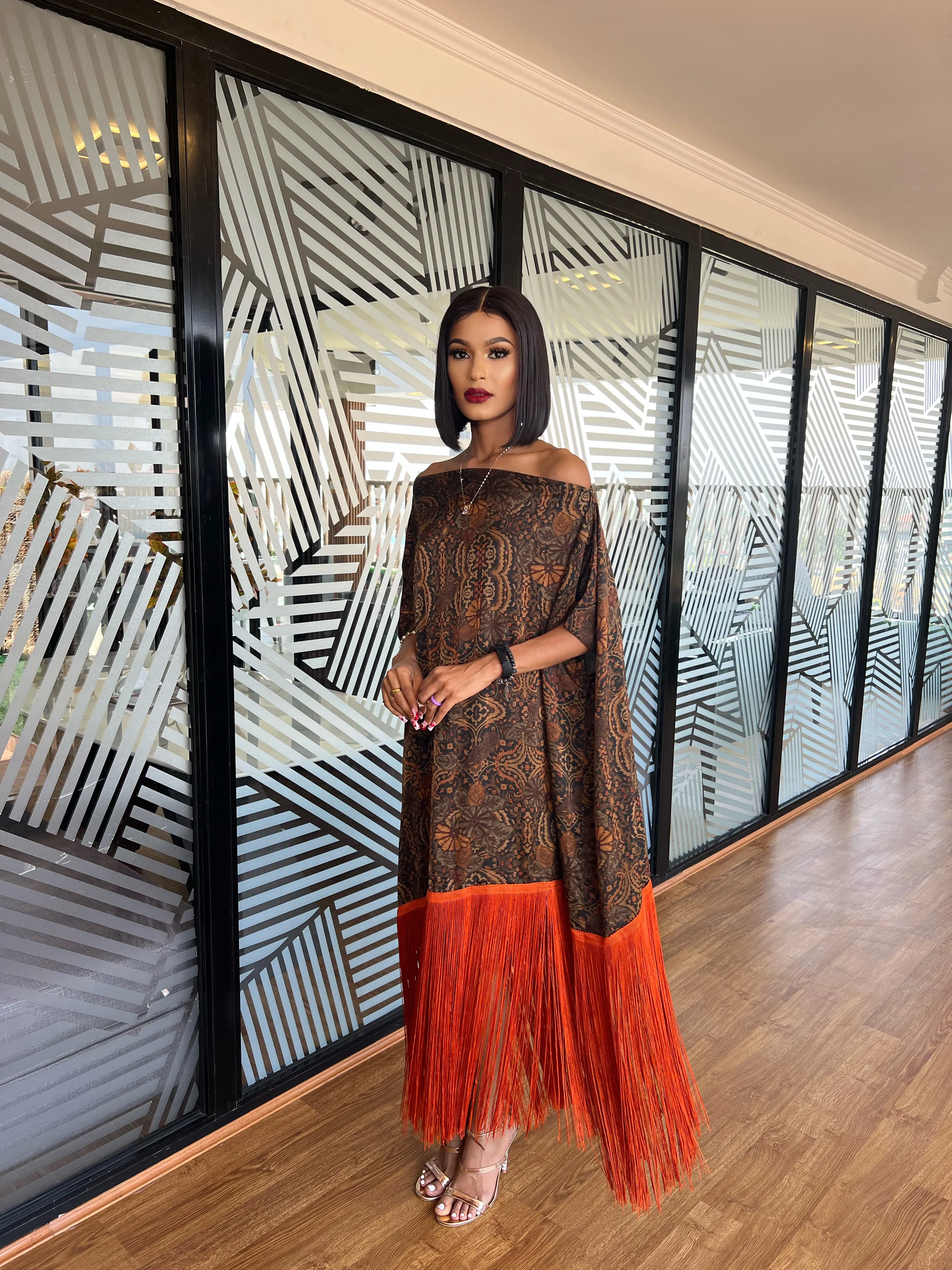 The Chantel Fringe Kaftan~Orange