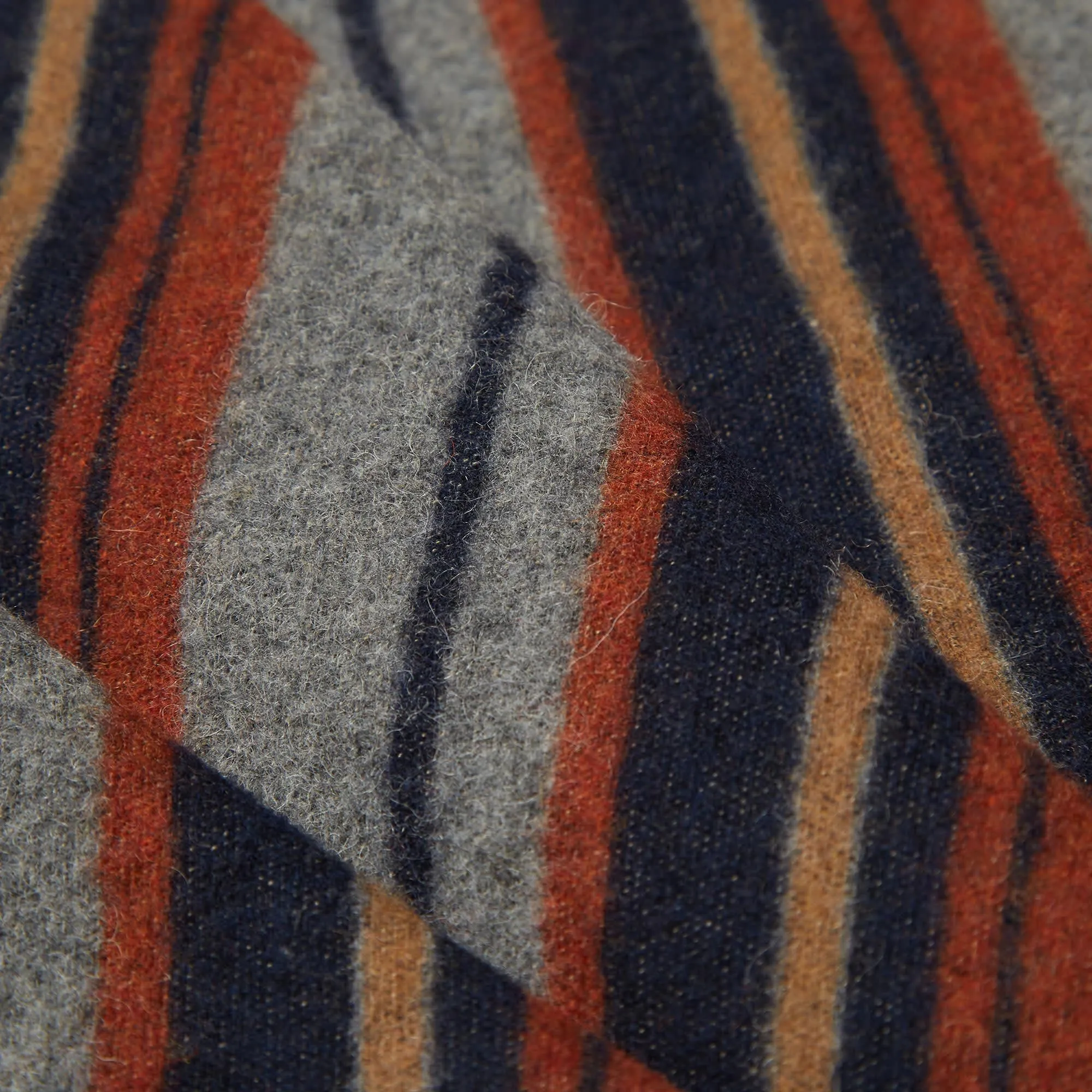 The Hill-Side Blanket Stripe ScarfGrey, Navy & Rust