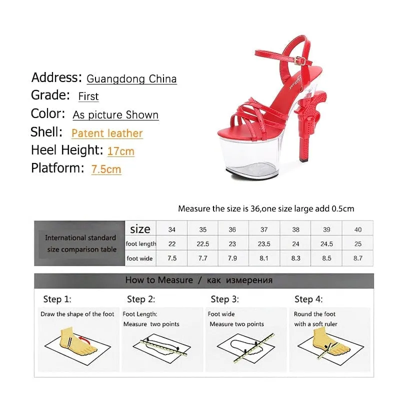 Transparent Patent Leather Summer Sandals Women's Sexy High Heel Platforms