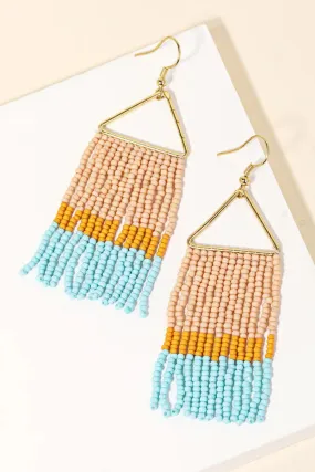 Triangle Beaded Fringe Earrings