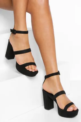 Triple Strap Block Heel Platforms