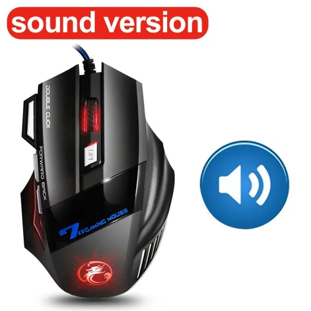 USB Computer Mouse Gaming RGB Ergonomic 7 Button 5500DPI LED Silent