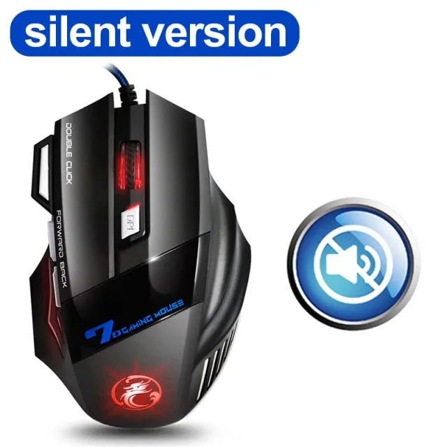 USB Computer Mouse Gaming RGB Ergonomic 7 Button 5500DPI LED Silent