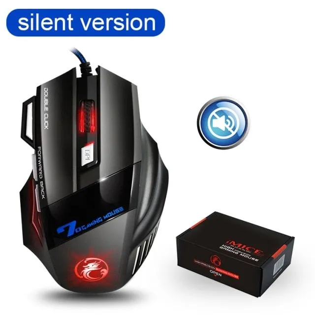 USB Computer Mouse Gaming RGB Ergonomic 7 Button 5500DPI LED Silent