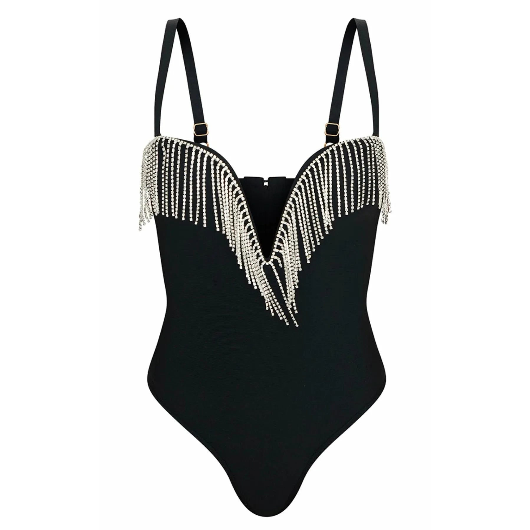 V-Neck Fringe Detailed Bodysuit