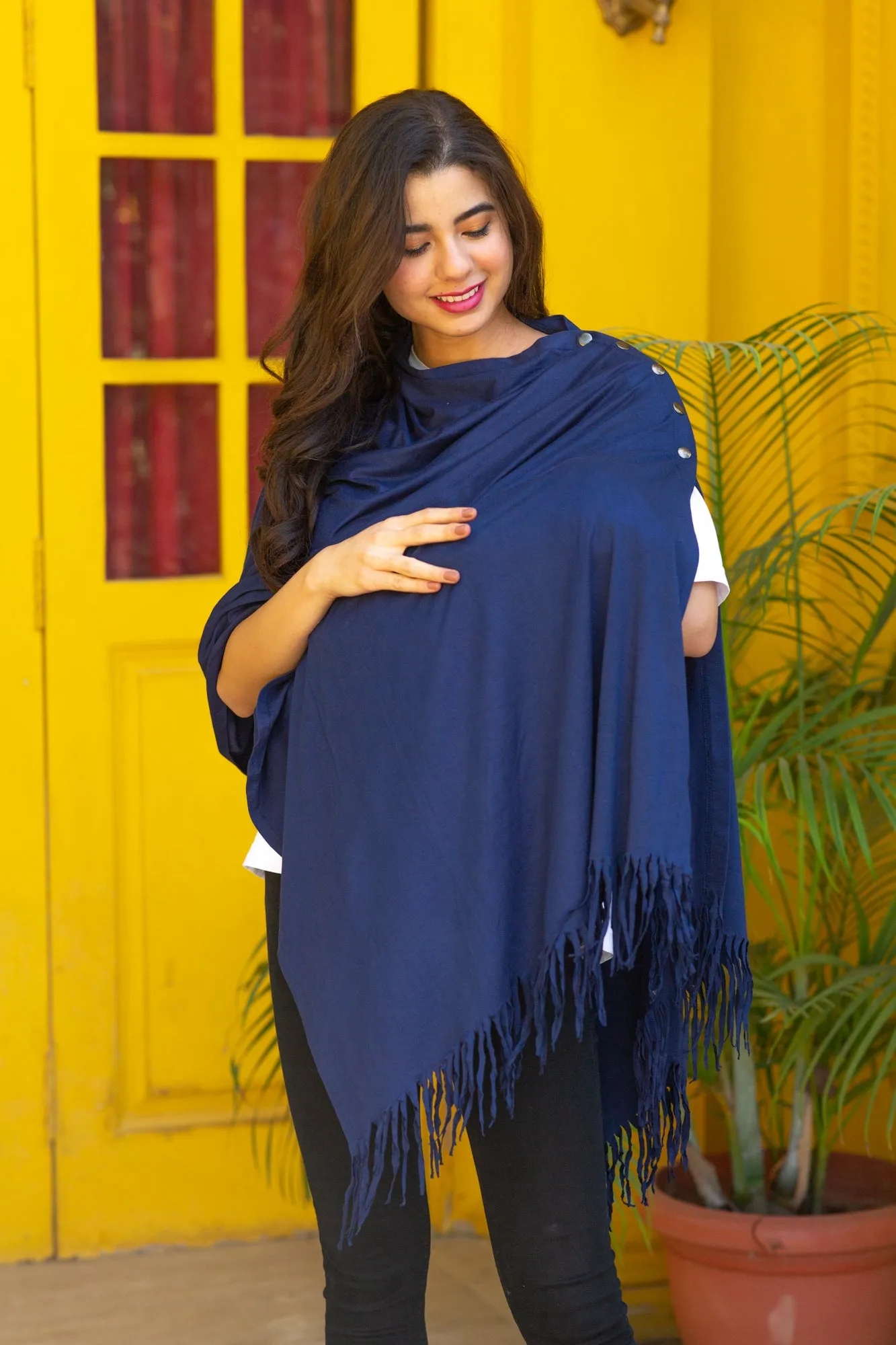 Versatile Blue Fringe Nursing Stole