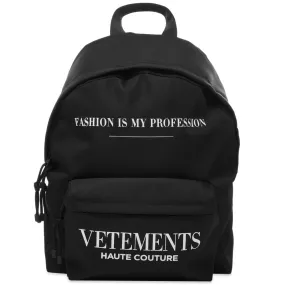 VETEMENTS Fashion Is My Profession BackpackBlack