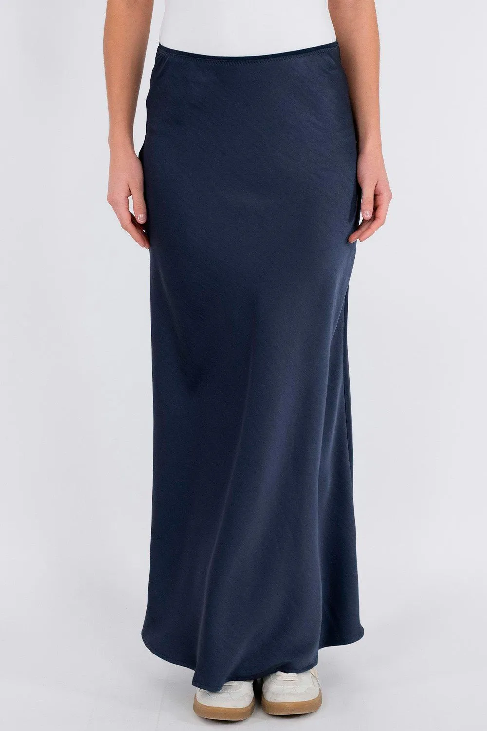 Vicky Heavy Sateen Skirt | Midnight Blue | Nederdel fra Neo Noir