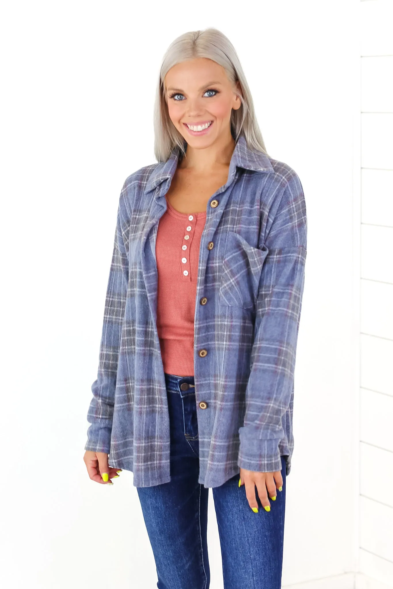 Vintage Plaid Button Up Top