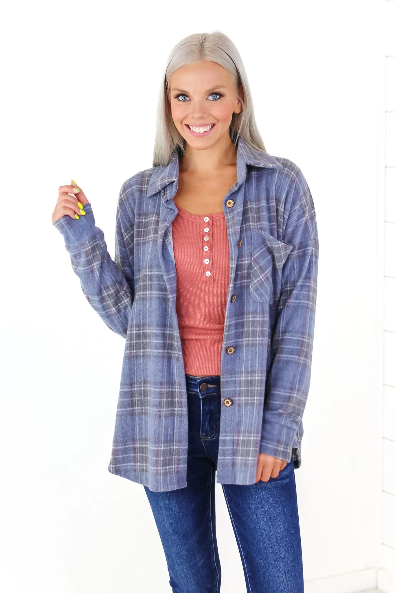 Vintage Plaid Button Up Top