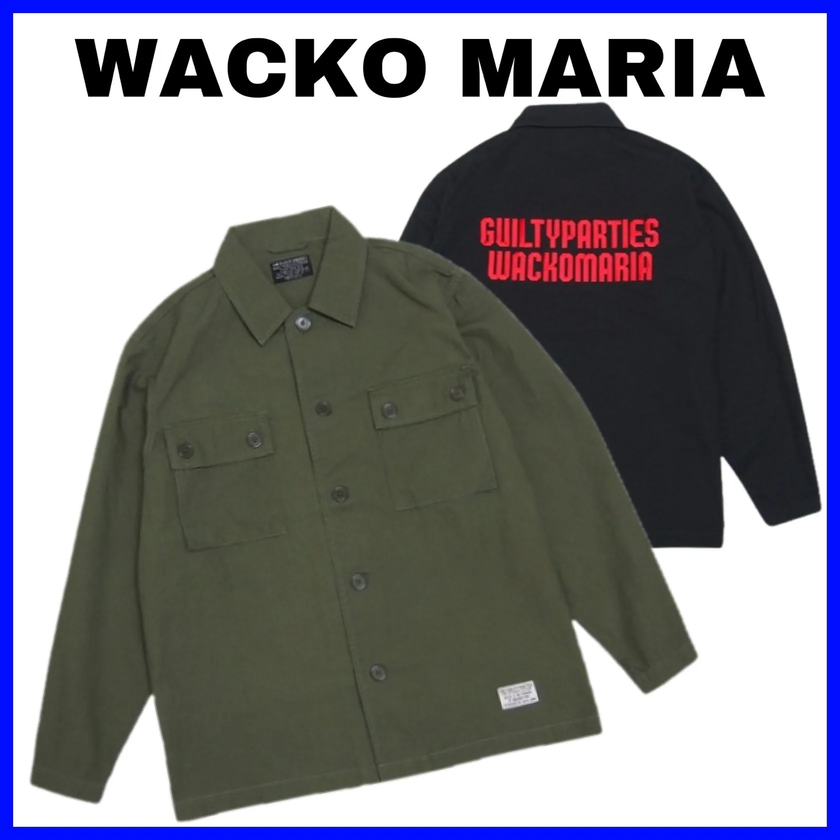 WACKO MARIA  |Street Style Long Sleeves Plain Cotton Khaki Logo Shirts