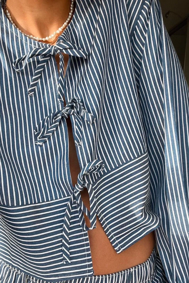 Wanda Stripe Shirt | Blue | Skjorte fra Neo Noir