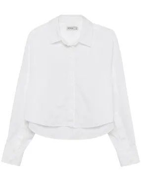 White Renata Crop Button Up Shirt