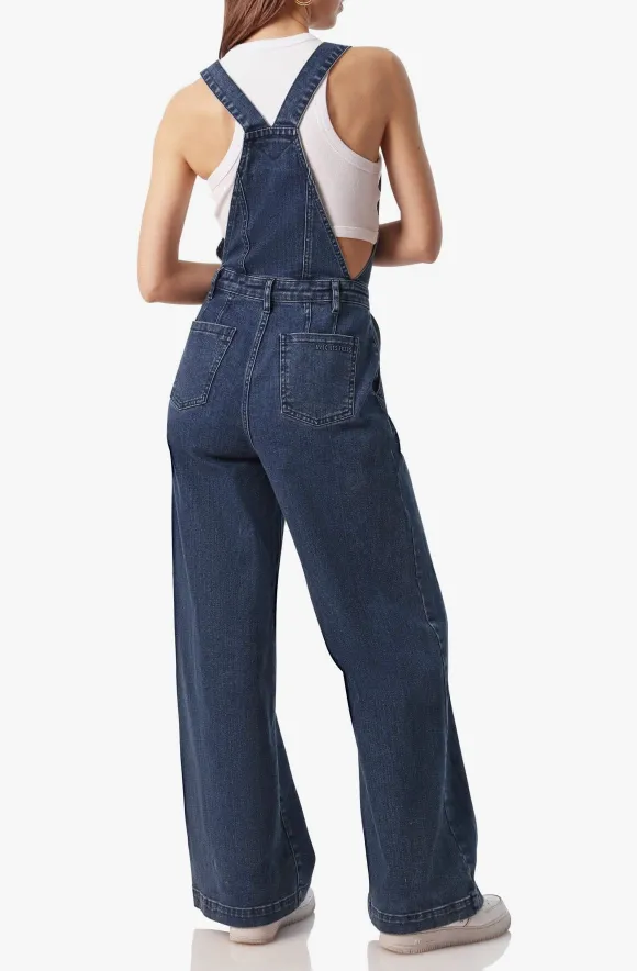 Wide Leg Sculpted Denim Overalls