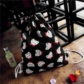 women backpack Printing Canvas Cat Backpack for girls Drawstring Bag