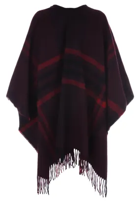 Womens Burgundy Check Shawl Wrap