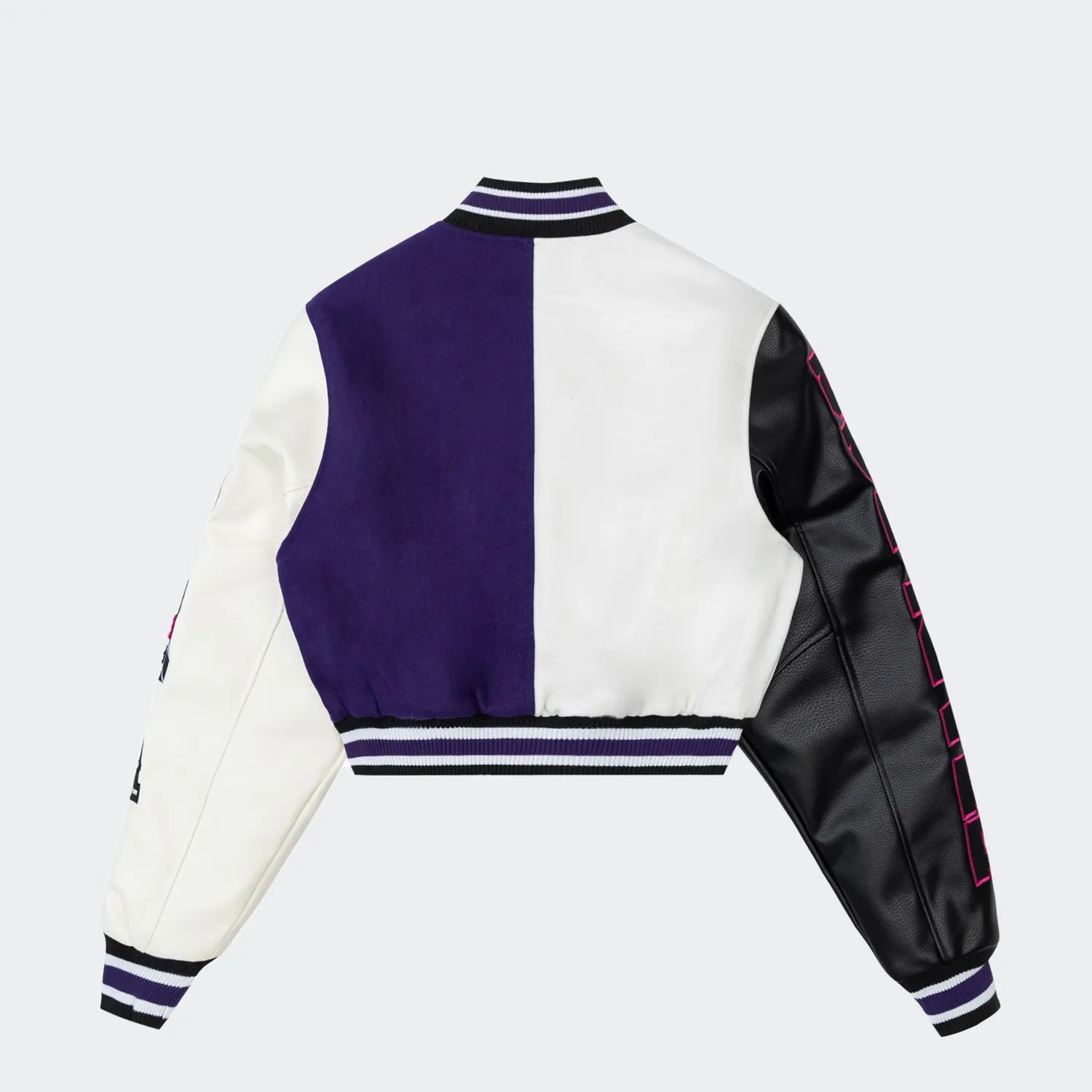 Women's Smoke Rise Red Melton Wool Crop Fashion Varsity Jacket Purple