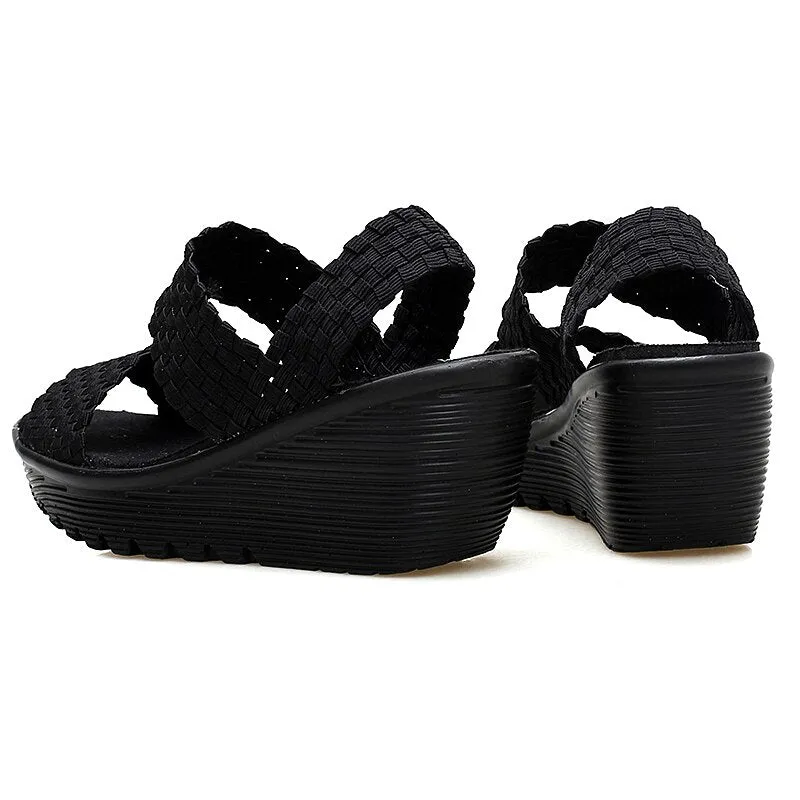 Women's Summer Casual Elastic Band High Heel Platform Sandals