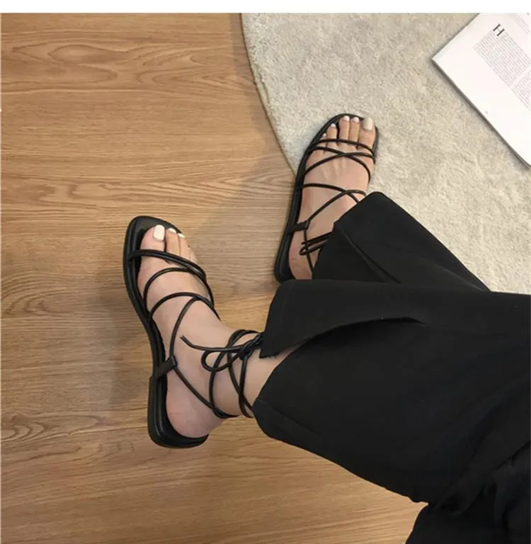 Women's Summer Soft Bandage Peep Toe Breathable Flat Sandals