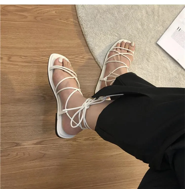 Women's Summer Soft Bandage Peep Toe Breathable Flat Sandals