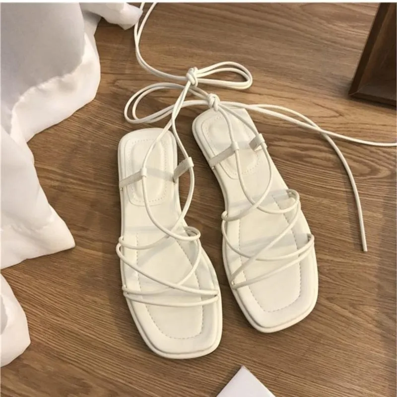 Women's Summer Soft Bandage Peep Toe Breathable Flat Sandals