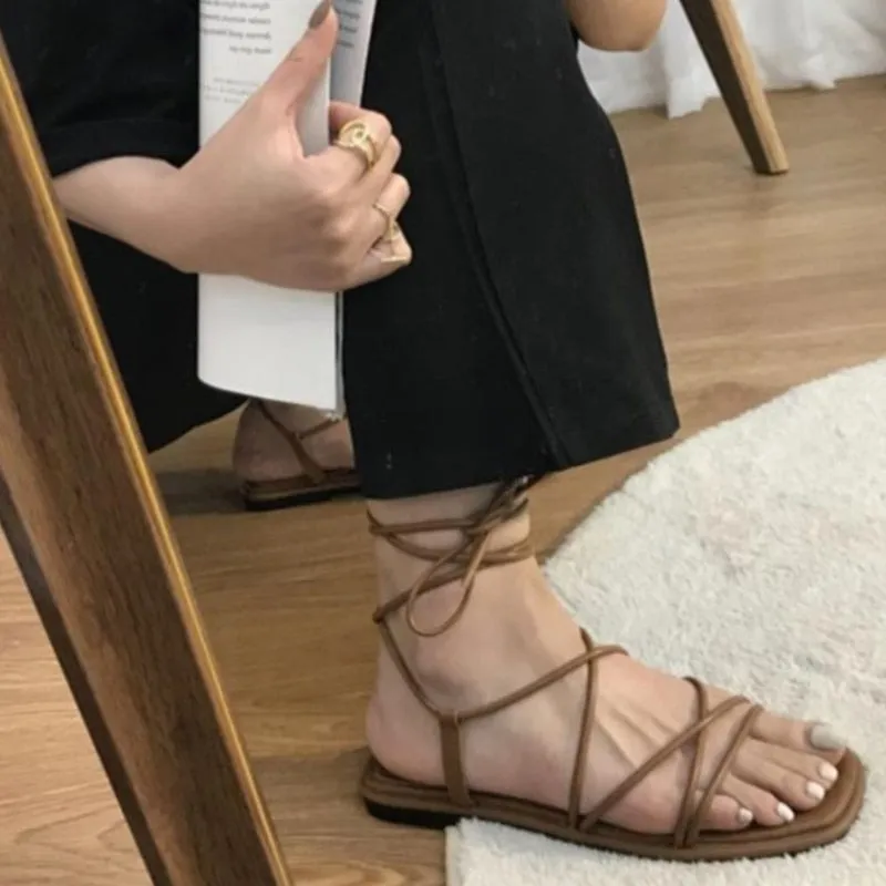 Women's Summer Soft Bandage Peep Toe Breathable Flat Sandals