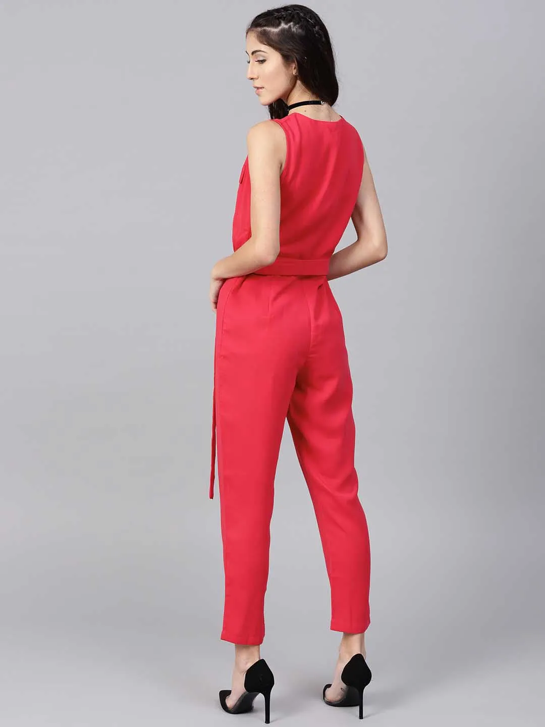 Wrap Pleated Jumpsuit