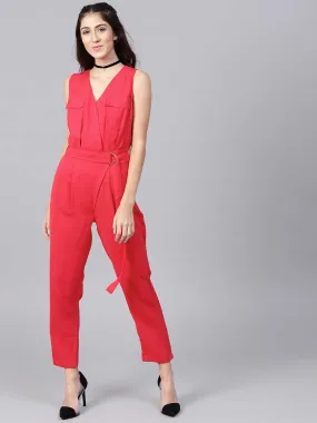 Wrap Pleated Jumpsuit