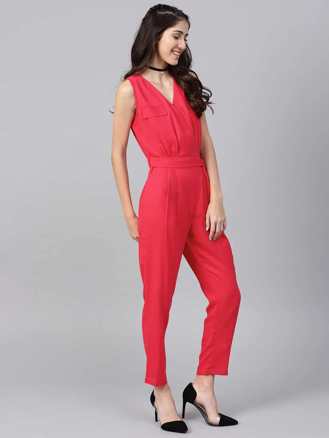 Wrap Pleated Jumpsuit