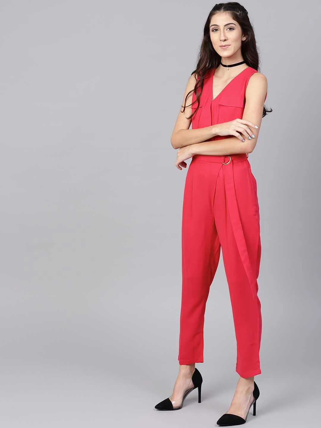 Wrap Pleated Jumpsuit