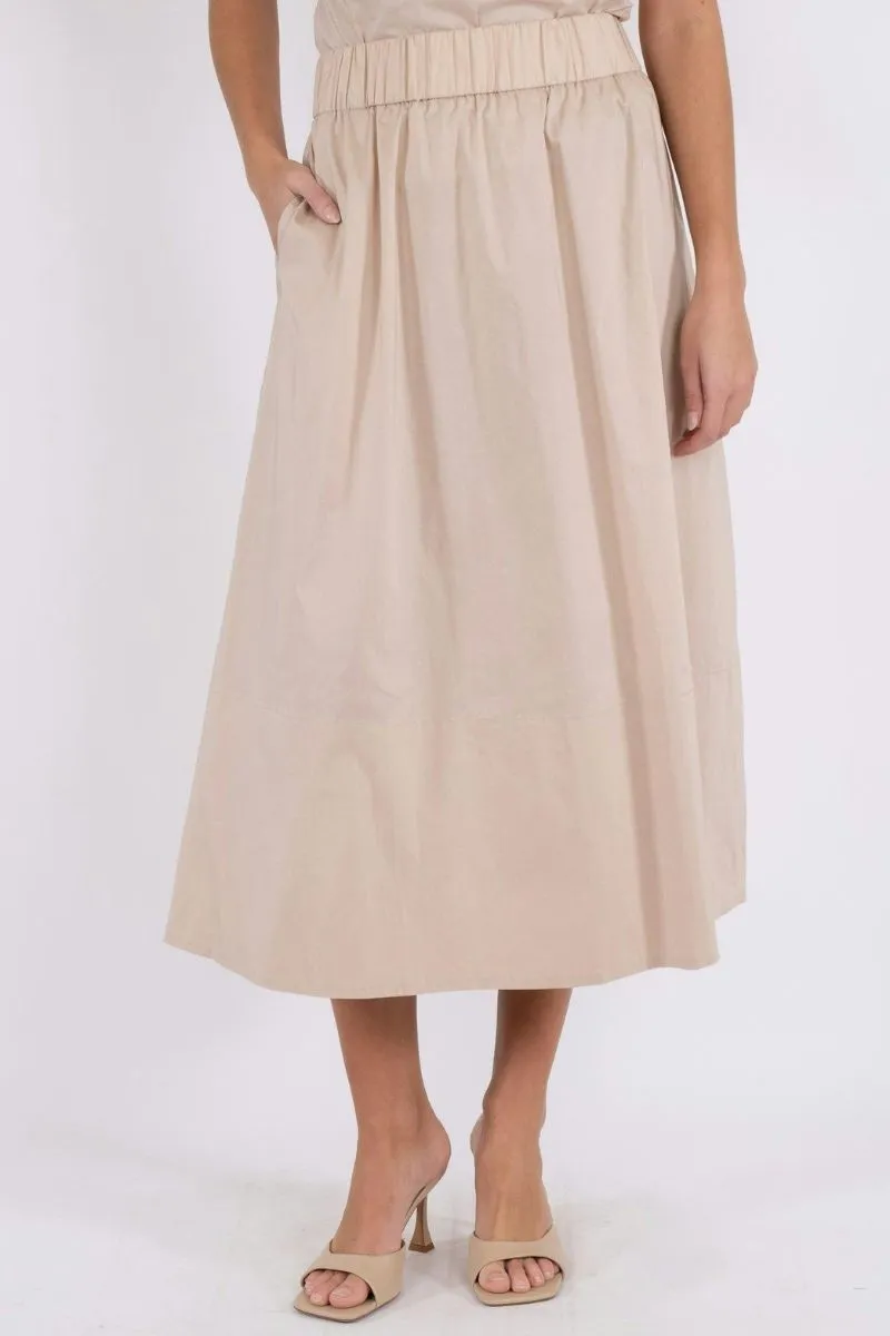 Yara Poplin Skirt | Dark Sand | Nederdel fra Neo Noir