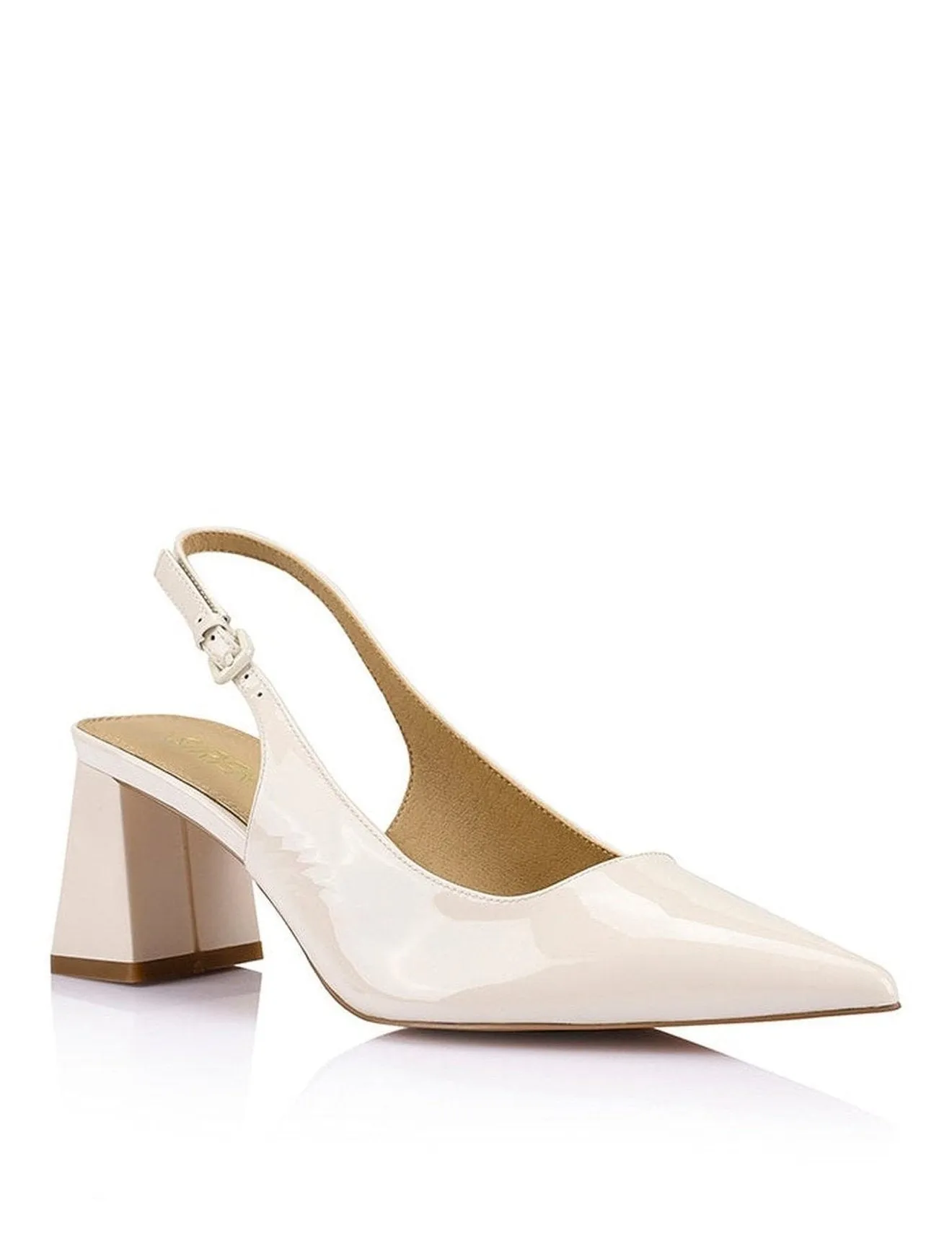 Yarra Pointed Toe Slingbacks - Chalk Patent