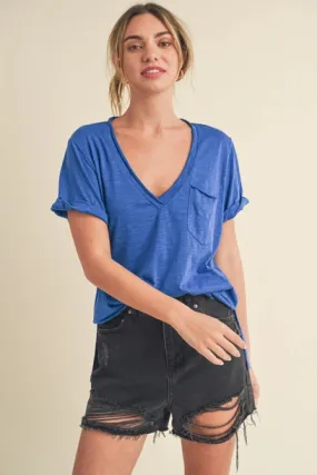 Zoie Short Sleeve Rolled Knit Top